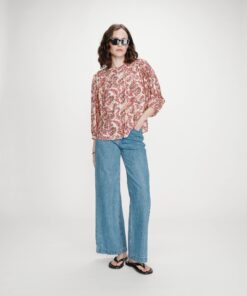 Grace & Mila Floral Printed Blouse Vezia Peach