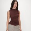 Grace & Mila Draped Sleeveless Top Valley Chocolat