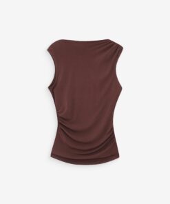 Grace & Mila Draped Sleeveless Top Valley Chocolat