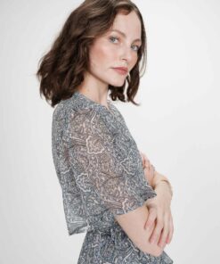 Grace & Mila Long Paisley Print Dress Venelle Sky