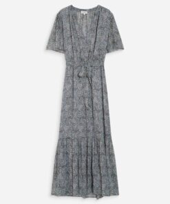 Grace & Mila Long Paisley Print Dress Venelle Sky