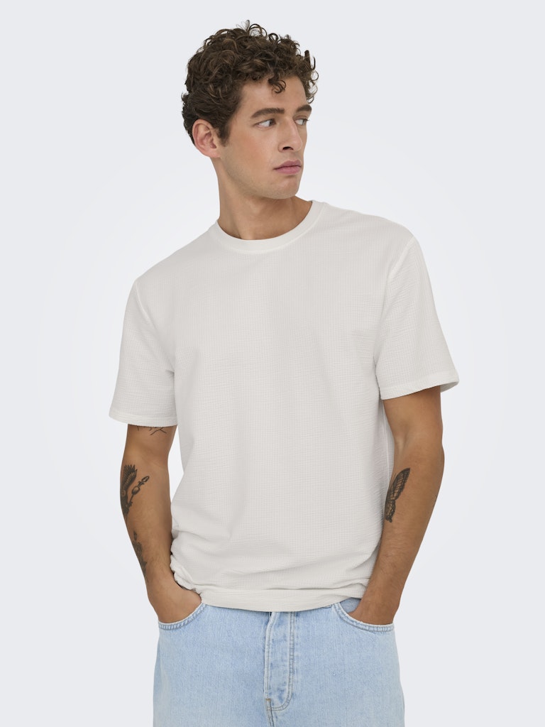 Only & Sons ONSKian Seersucker Tee Cloud Dancer