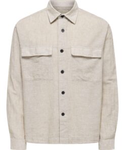Only & Sons ONSCaiden Overshirt Linen Blend Chinchilla