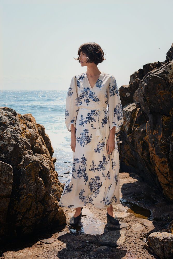 Part Two AlyaPW Dress Blue Shadow Flower Print