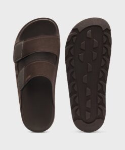 Hugo Faux Suede Slides With Logo Detailing Brown