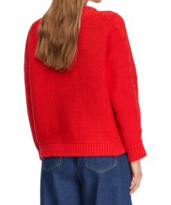 Comma, Oversized Knitted Sweater With Artwork Red