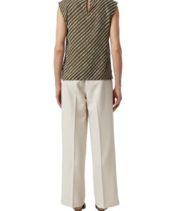 Comma, Chiffon blouse With Subtle Shoulder Pads Olive