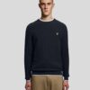 Lyle & Scott Tipped Pique Knitted Crew Neck Jumper Dark Navy
