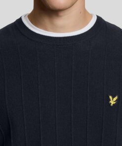 Lyle & Scott Tipped Pique Knitted Crew Neck Jumper Dark Navy