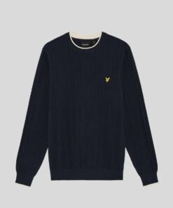 Lyle & Scott Tipped Pique Knitted Crew Neck Jumper Dark Navy