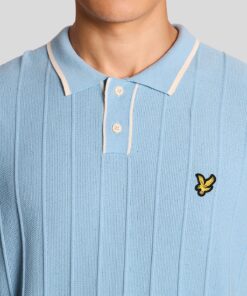 Lyle & Scott Tipped Pique Knitted Polo Shirt Chalk Blue