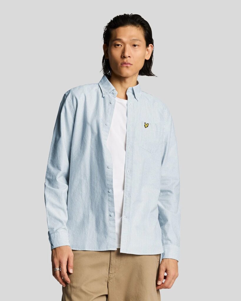 Lyle & Scott Stripe Oxford Shirt Light Blue