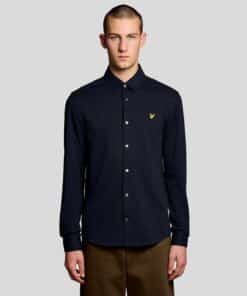 Lyle & Scott Cotton Oxford Jersey Shirt Dark Navy
