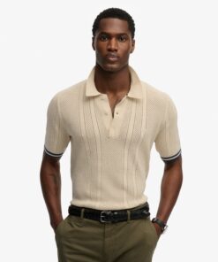 Superdry Knitted Texture S/S Polo Oatmeal Beige