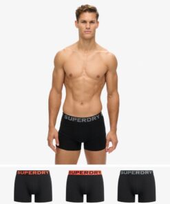 Superdry Boxer Triple Pack Black Orange
