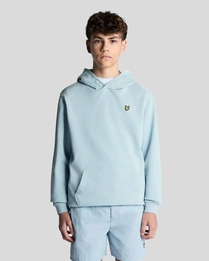 Lyle & Scott Junior Loopback Cotton Hoodie Opal Blue