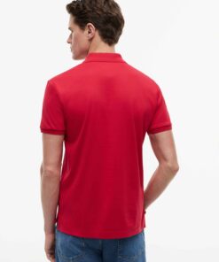 Tommy Hilfiger Flag Embroidery Fluid Cotton Polo Shirt Medium Red