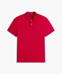 Tommy Hilfiger Flag Embroidery Fluid Cotton Polo Shirt Medium Red