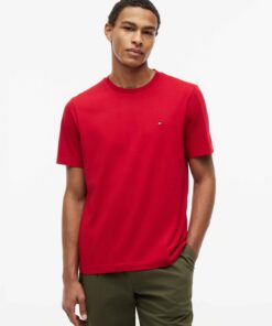 Tommy Hilfiger Flag Embroidery Crew Neck T-Shirt Medium Red