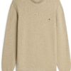 Tommy Hilfiger Textured Knit Crew Neck Jumper Sand