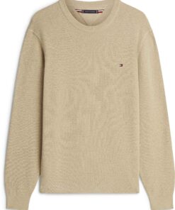 Tommy Hilfiger Textured Knit Crew Neck Jumper Sand