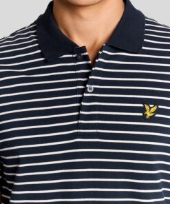 Lyle & Scott Pique Breton Polo Shirt Dark Navy White