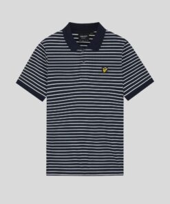 Lyle & Scott Pique Breton Polo Shirt Dark Navy White
