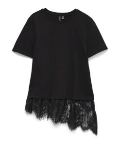 Vero Moda WMBrit O-Neck Lace T-Shirt Black