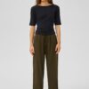 My Essential Wardrobe DiasMW Linen Trousers Forest Night Green