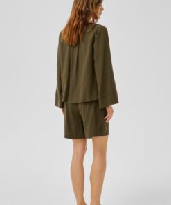 My Essential Wardrobe DiasMW Linen Shorts Forest Night Green