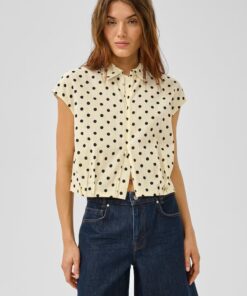 My Essential Wardrobe MWNada Polka Dot Shirt Lemon Icing With Dots