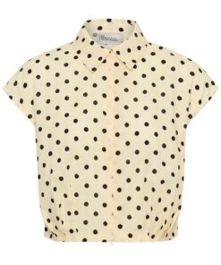 My Essential Wardrobe MWNada Polka Dot Shirt Lemon Icing With Dots