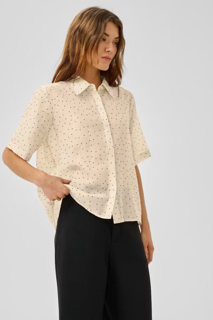 My Essential Wardrobe MWHally Shirt Oatmeal With Dots