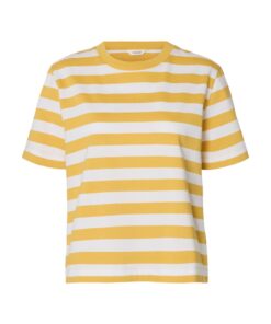 Selected Femme SLWEssential Stripe Boxy Tee Ochre
