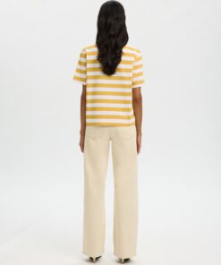 Selected Femme SLWEssential Stripe Boxy Tee Ochre