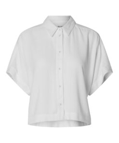 Selected Femme SLWViva Cropped Sun Shirt Snow White