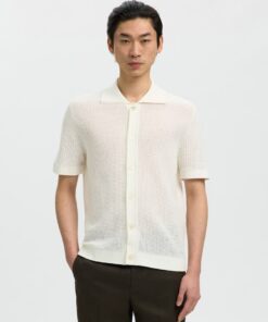 Selected Homme SLHShane Open Struc Polo Cardigan Egret