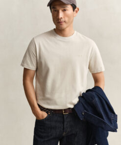 Gant Two-Toned Pique T-Shirt Oat Beige