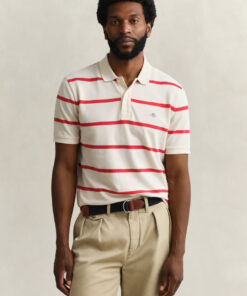 Gant Striped Polo Shirt Creamed White