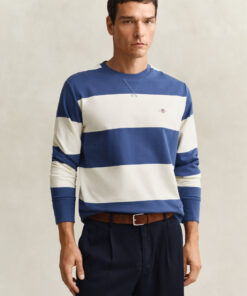 Gant Striped Crew Neck Sweatshirt Vintage Blue