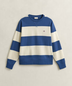 Gant Striped Crew Neck Sweatshirt Vintage Blue