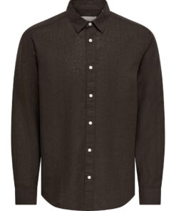 Only & Sons ONSCaiden Life Solid Linen Bleng Shirt Coffee Bean