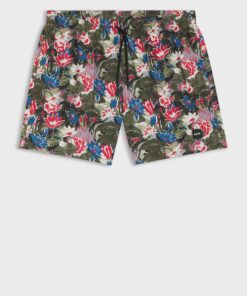 Boss Piranha Swim Shorts with All Over Print Light Green