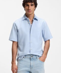 Boss Rash 2 M Regular Fit Shirt in Soft Washed Oxford Cotton Light Blue