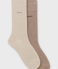 Boss Two Pack of Regular Length Bamboo Blend Socks Light Brown