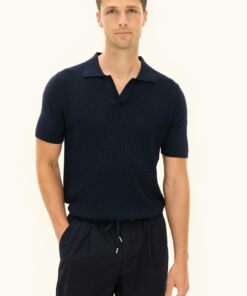Oscar Jacobson Alf Regular Fit Cotton Polo Shirt Dark Blue