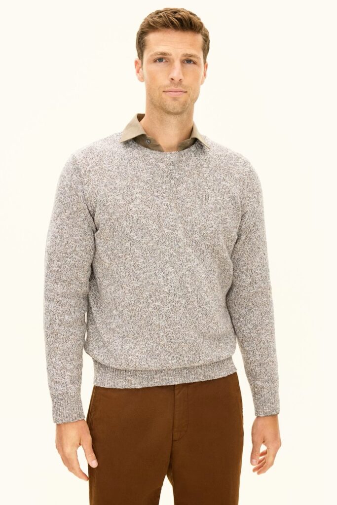 Oscar Jacobson Lyndon Regular Fit Roundneck Cottonblend Sweater Blue