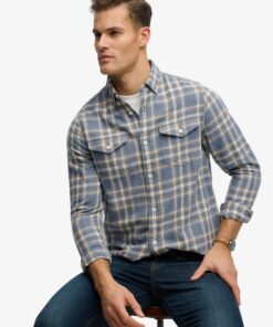 Superdry Merchant Lite Check Shirt Flint Blue