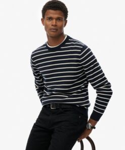 Superdry Marchant Breton Jumper Navy Breton Stripe