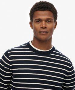 Superdry Marchant Breton Jumper Navy Breton Stripe